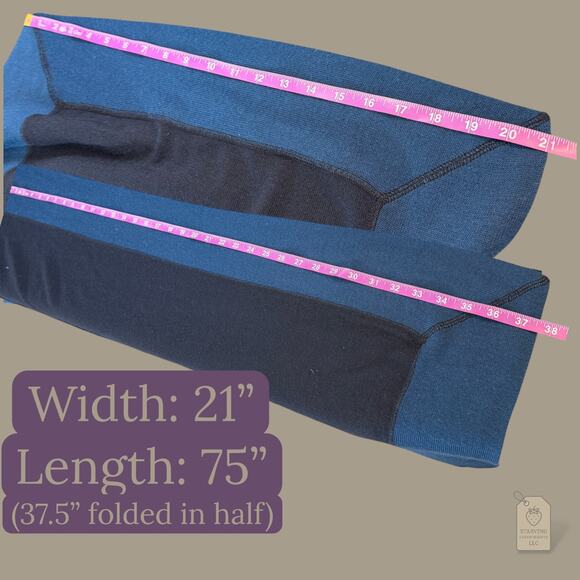 Navy Wool Blend Colorblock Scarf Wrap 21x75 - Picture 7 of 7